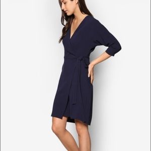 Topshop Wrap Navy Dress Size 8